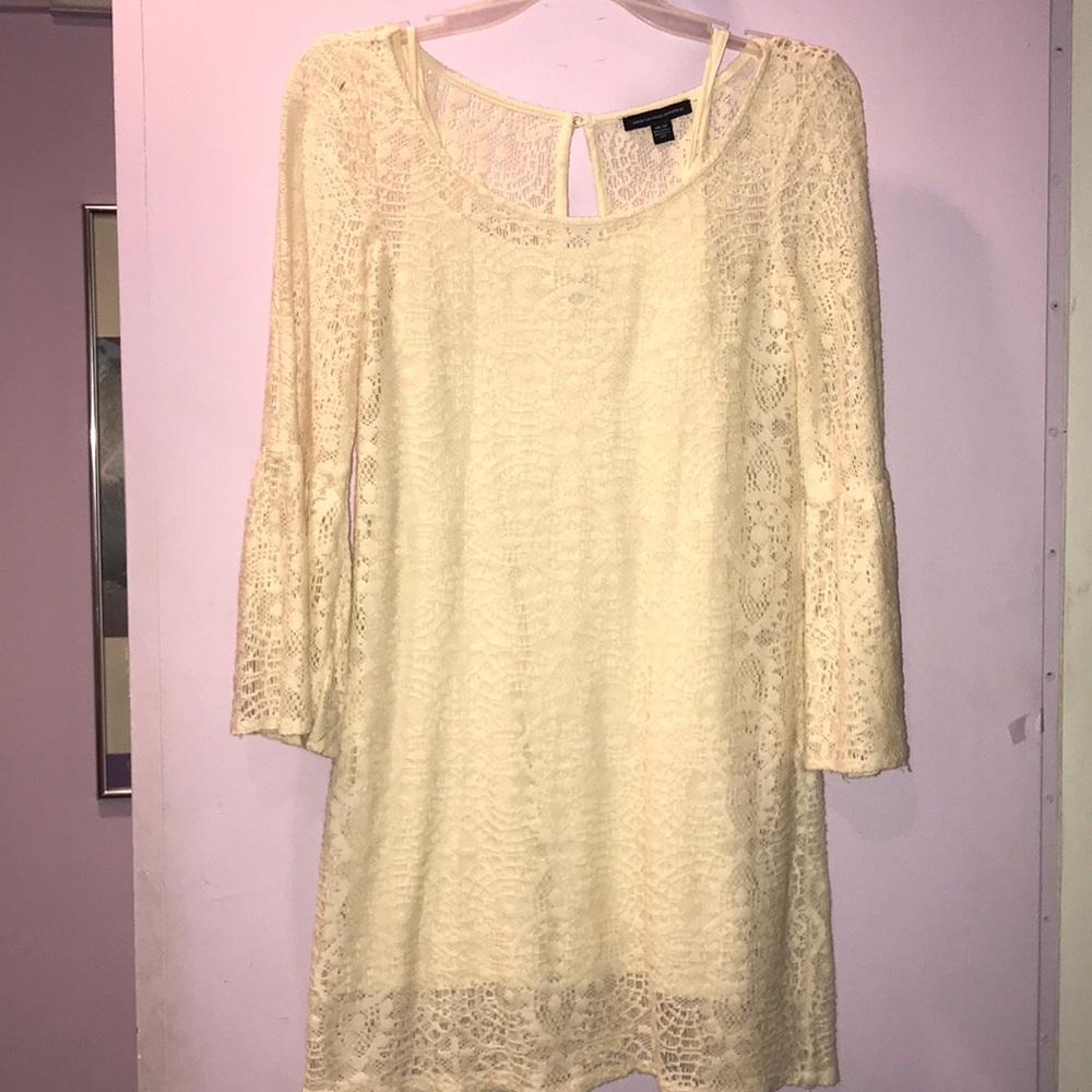 American Eagle Cream Lace Knit Dress